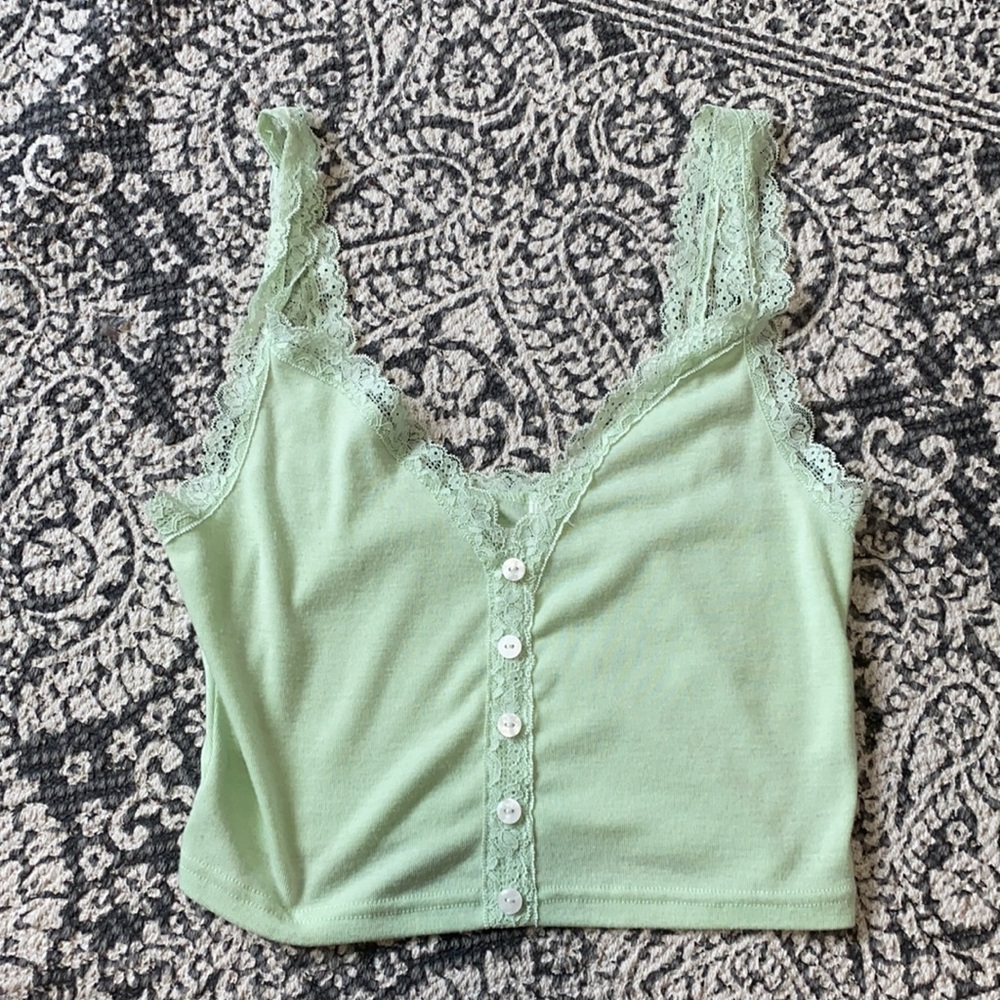 Pastel green lace cami